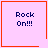 Four identical light purple squares with red borders display "Rock On!!!" text; one square has a small orange heart, another a small orange starburst.