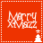 Red square icon with white dotted border containing four identical with 'Merry Xmas' text and Christmas tree symbols, two show a star above the tree, two show a plain tree