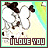 Animated icon shows a cartoon cow with brown patches on white fur, standing on a light beige background with green and blue diagonal stripes. The text "ILOVE YOU" appears in dark red letters at the bottom.