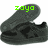 Pixelated dark gray rock with green text 'zoyo' overlaid on top, set against a white background.