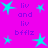 A static image with a bright pink background featuring cyan star shapes and purple text reading "liv and liv bfflz" arranged in a pattern