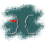 Two stylized human head silhouettes with red arrow accents on a teal background, animated to shift positions across frames.