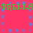 Green pixelated text repeats across a red background with blue star-like patterns, animated to shift horizontally.