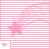 A 4-frame animated contact sheet showing a pink star with trailing lines on striped background, alternating between solid and outlined heart icons in gray corners.