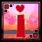 nine pixelated icons showing a red candle with heart, large red heart, and 'God' text against pink-orange background with colored corner squares
