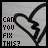 25 identical pixelated icons showing a broken heart symbol with 'CAN YOU FIX THIS?' text, where the pink lettering cycles through different states