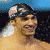 Animated sequence showing a person in swimwear with a cap, transitioning from side profile to front view and then close-up of the face.