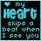 A 3x3 contact sheet of nine identical animated frames showing a pixelated cyan text-based icon with heart symbols on black background.