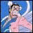 A pixelated animated icon shows a character with light hair and pink clothing against a blue background, transitioning to a green-clad figure on an orange backdrop.