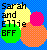Pixelated icon with blue checkered background, yellow circle behind text, green and orange circles overlapping on right side.