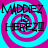 Four identical display a pixelated text-based design with cyan and magenta spiral backgrounds