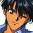 Anime-style character with dark spiky hair and light skin, wearing a blue shirt, shown in profile with a neutral expression.