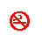 Red pixelated circular icon with white interior containing abstract red line shapes resembling stylized text or symbols.