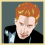 Pixelated avatar of a person with red hair and black clothing, showing three facial expressions in a