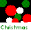 Pixelated holiday-themed icon with red and green circular shapes on black background, white accents, and "Chistmas" text in green pixel font at bottom.