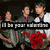 Three people stand together holding red flowers, with text overlay reading "I'll be your valentine" in the top-left frame.