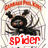 Animated spider icon with red text labels 'spider', 'cocoa', and 'lady' cycling below a central spider figure on a white background with red circular text.