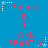 Blue background with red pixelated text reading "Emma & T ARE BEASTLY" repeated in a pattern, surrounded by white and light blue star-shaped pixels