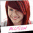 six pixelated images showing a woman with long brown hair in various poses and backgrounds, including text overlays