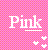 Static pixel art icon with pink checkered background, white text "Pink" underlined, and three small white hearts in the bottom-right corner.