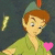 Animated contact sheet showing two frames of a Peter Pan character with changing heart symbols, green tunic, and red feathered hat against dark background.