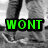Black-and-white image of two people standing side-by-side with overlaid text in green, red, and pink.