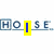 A four- shows a pixelated 'House' logo with a yellow 'I' in the top-left, a 'LOVE' overlay on a person in the top-right, and a 'House' text overlay on a person in the bottom-left