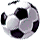 spherical icons transitions between soccer ball and Earth globe designs with varying color schemes