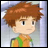 A pixelated anime-style character with brown spiky hair and an orange shirt stands on the left side of a contact sheet, while the right side displays stylized text reading "Anime IM" above "COM" against a black background.