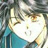 Pixelated anime-style character with light hair, brown eyes, and a teal garment against a dark background.