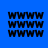 Blue background with four identical grids of black 'W' characters arranged in three and four each