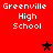 Red background with white text 'Greenville High School' repeated in four quadrants and two black stars and two brown stars in the center and corners.