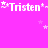 A static image with a bright pink background featuring repeated white text 'Tristen' surrounded by small white stars.