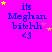 A bright pink background displays repeated text "its Meghan bitchh <3" with yellow and pink stars scattered around, showing animation changes in star positions across frames.