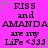 A static image with a bright pink background displays repeated text in black and green pixelated font, including 'RISS and AMANDA are my LiFe <333' with small green star-like symbols.