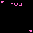 Six display sequential text changes in pink pixelated font on black backgrounds with pink borders and stars