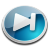 Circular blue gradient icon with white 'N' symbol and silver border, pixelated rendering on gray background