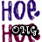Animated icon with layered text and background elements changing across frames.