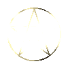 Three circular pentagram icons with gold and white line art on gray background, each showing distinct line color variations.