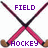 Pixelated image of crossed hockey sticks with brown handles and pink shafts, overlaid with purple text labels.