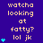 Pixelated text and blue heart icons on a purple background with a gray rectangle in the bottom-right corner.