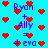 Pixelated blue background with red heart icons and repeated text 'Ryon + Ally = 4 evo' in purple, arranged in a pattern