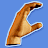 Four variations of a hand and letter C on blue background, showing different states of motion blur.
