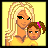 Pixelated icon shows a woman with long blonde hair holding a child, all on yellow background with black text reading "Just Call Me Mom".