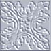 A static square image with a light gray background featuring an intricate symmetrical pattern of white and darker gray swirling lines forming a central floral or geometric design.