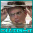 pixelated frames showing a person with hands on head, wearing a light shirt, with cyan text reading 'DWIGHT' below each frame