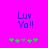 Blue pixelated text 'Luv Ya!!' on bright pink background with green and gray star-like shapes below.