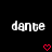 Pixelated white text 'dante' on black background with red heart symbols below, two identical frames side-by-side.