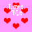 Pixelated red hearts and white text 'Love Me' on a pink background with no visible animation changes.