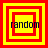 Four yellow squares with red borders display the word 'random' in dark blue text, each with distinct red square patterns inside.